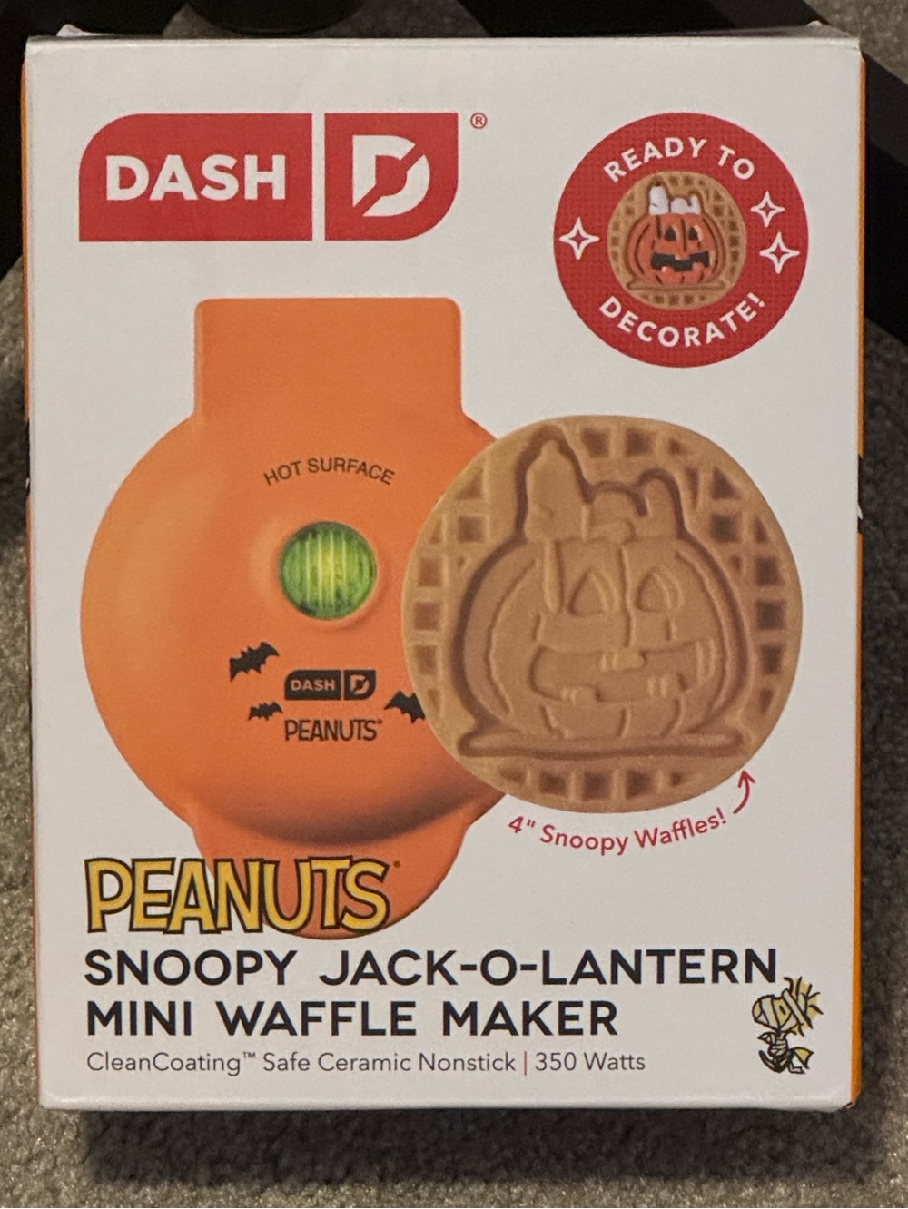 Peanuts Snoopy Jack-O-Lantern Mini Waffle Maker